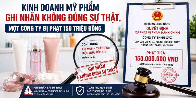 Minh họa vụ việc mỹ phẩm ghi nhãn không đúng sự thật bị xử phạt 150 triệu đồng